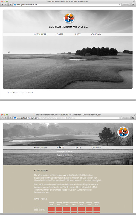 Webentwicklung, Content-Management, Golfclub Morsum